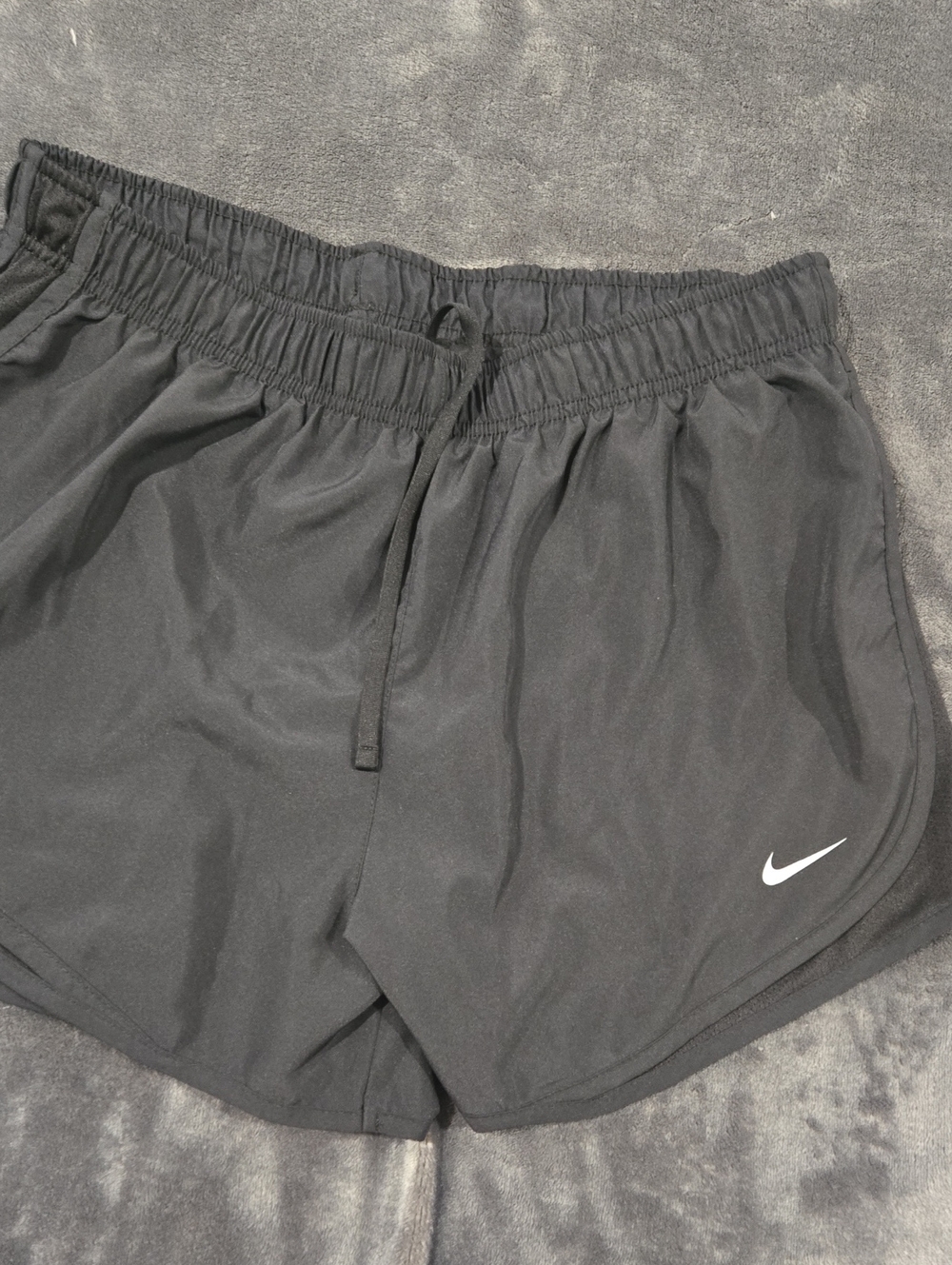 Nike Black Athletic Shorts with White Swoosh Logo